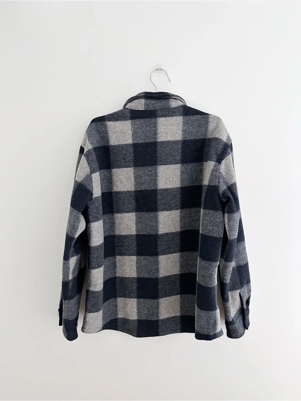 Banana Republic Heritage Shirt Jacket Large Blue Gray Buffalo Plaid Shacket
